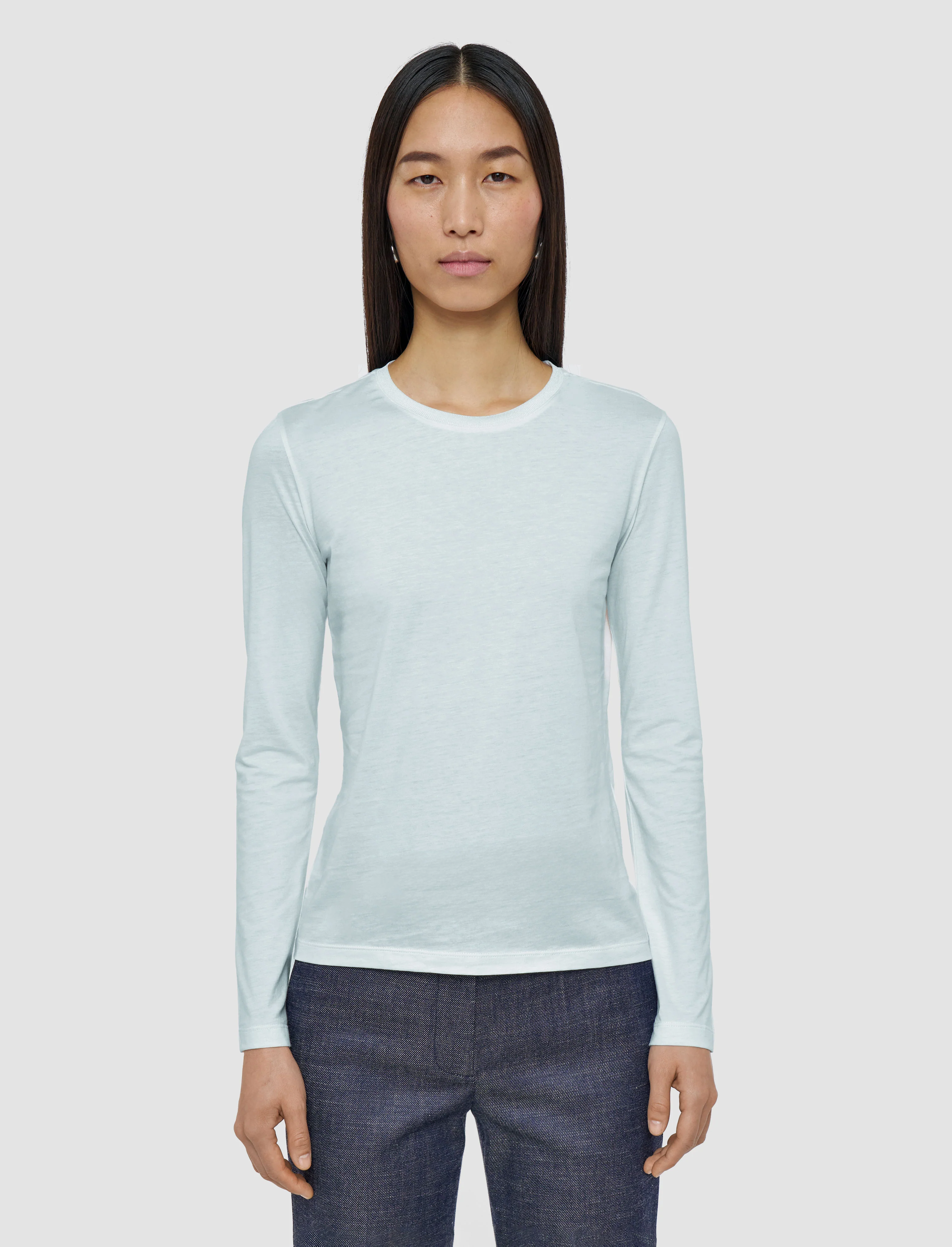 Cotton Silk Jersey Long Sleeve T-Shirt - Image 3