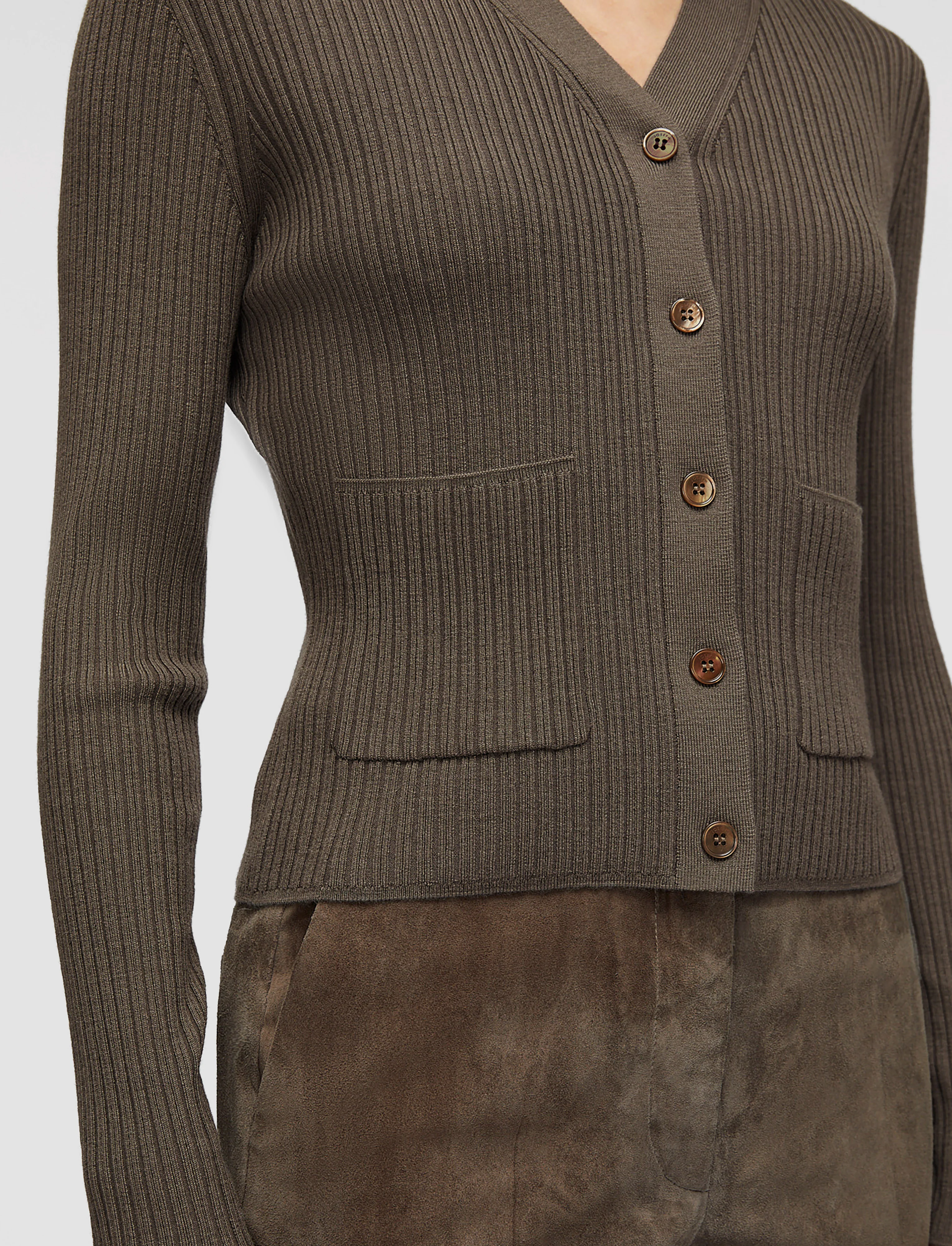 Merino Rib Knit Cardigan - Image 5