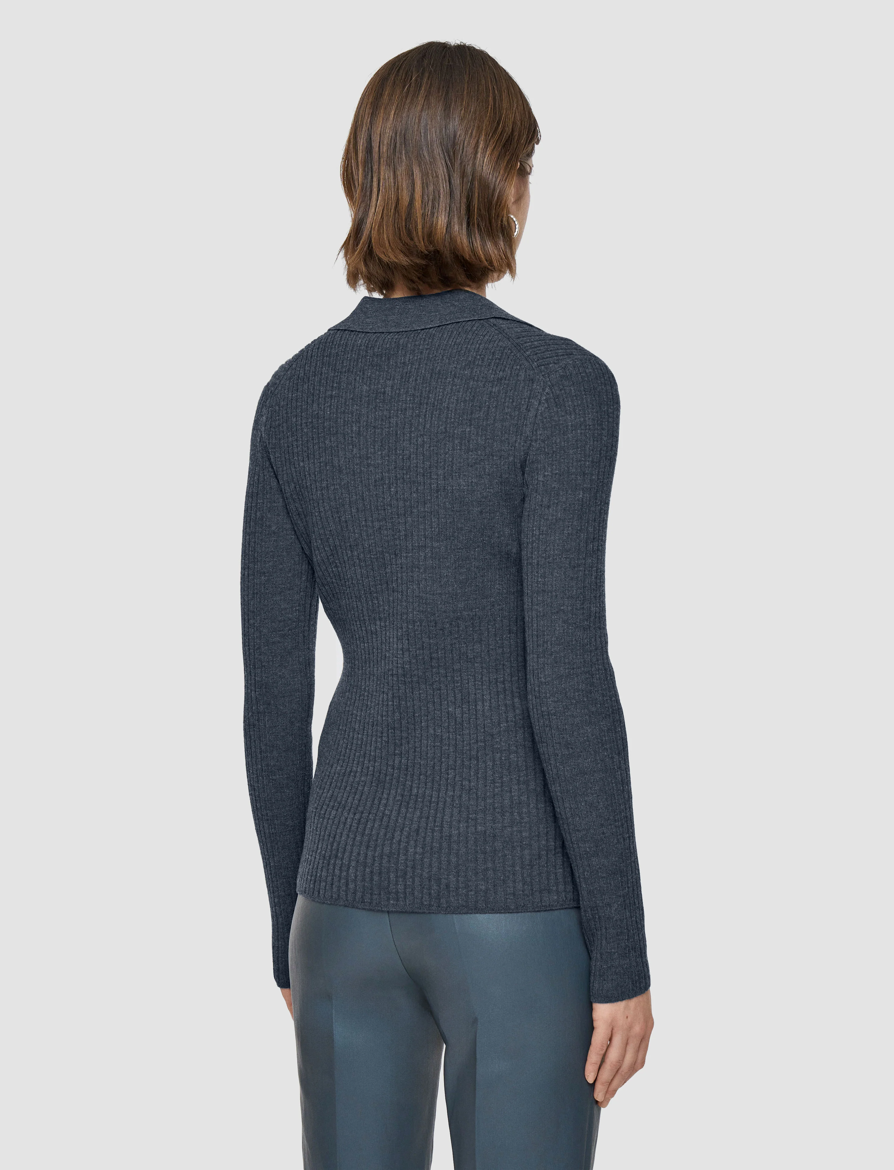 Merino Rib Knit Polo Top - Image 4