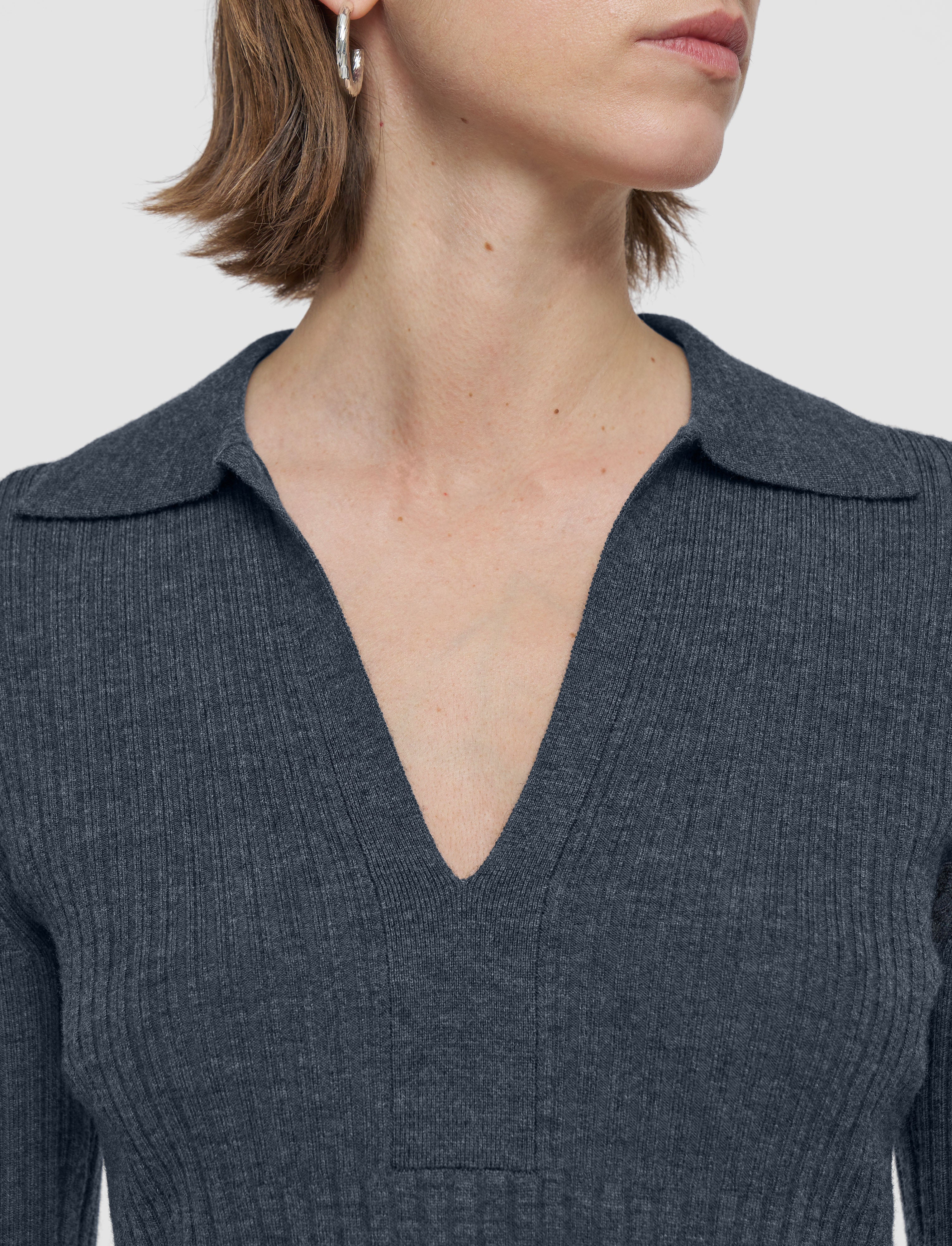 Merino Rib Knit Polo Top - Image 5
