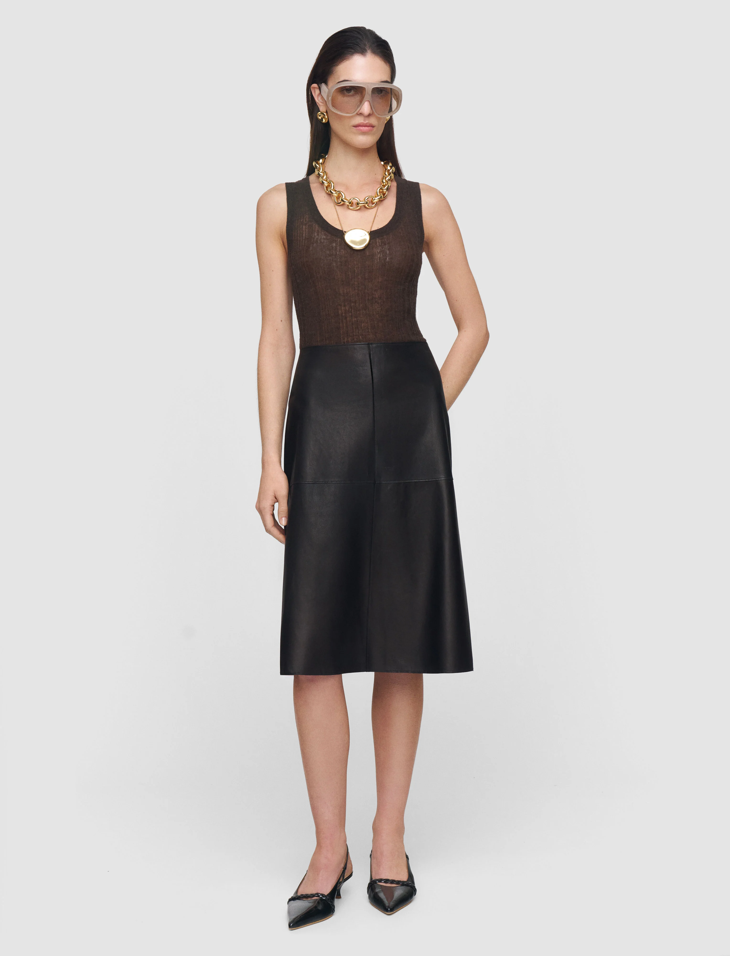 Niven Soft Nappa Leather Skirt - Image 2
