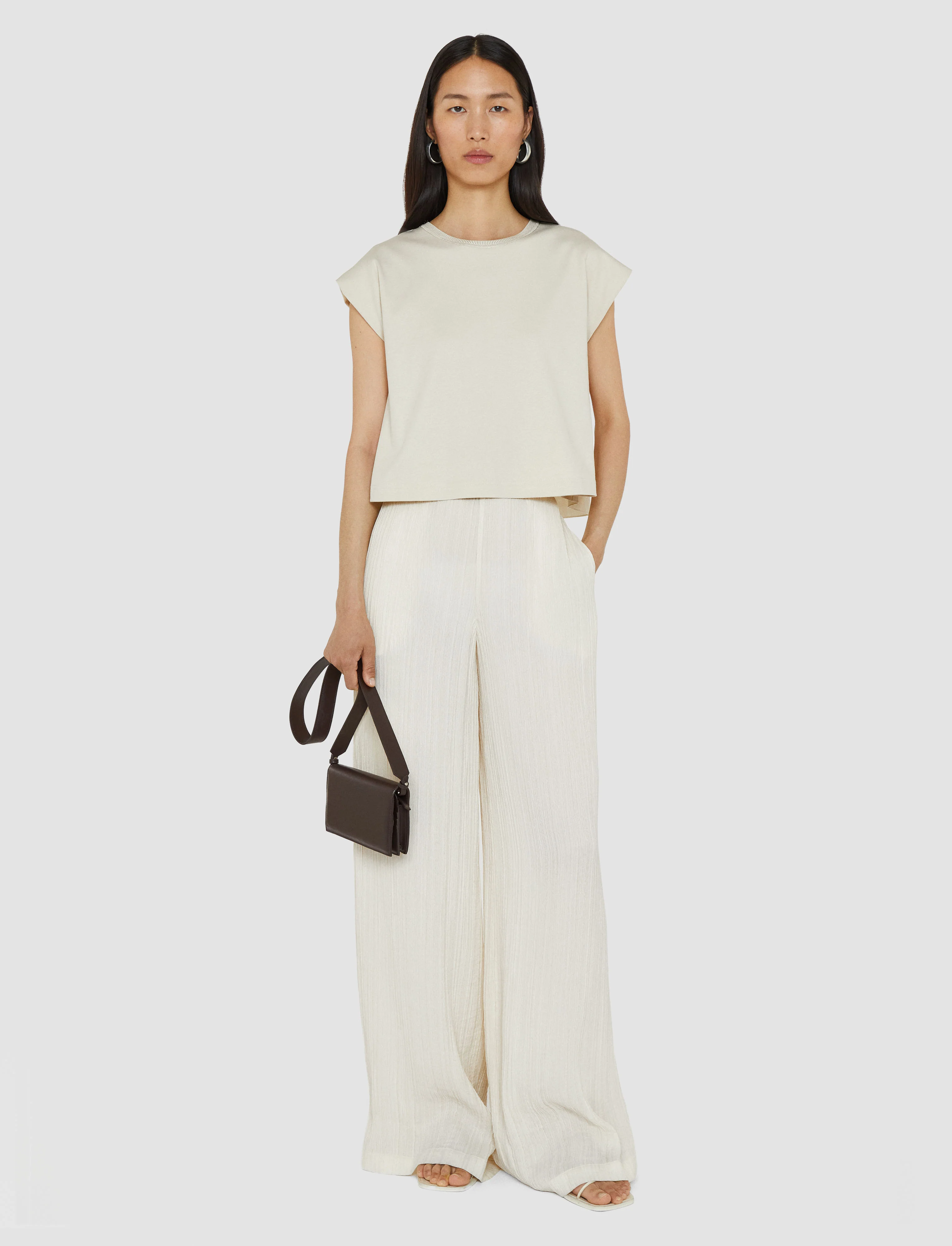 Cotton Poplin Jersey Round Neck T-Shirt - Image 2
