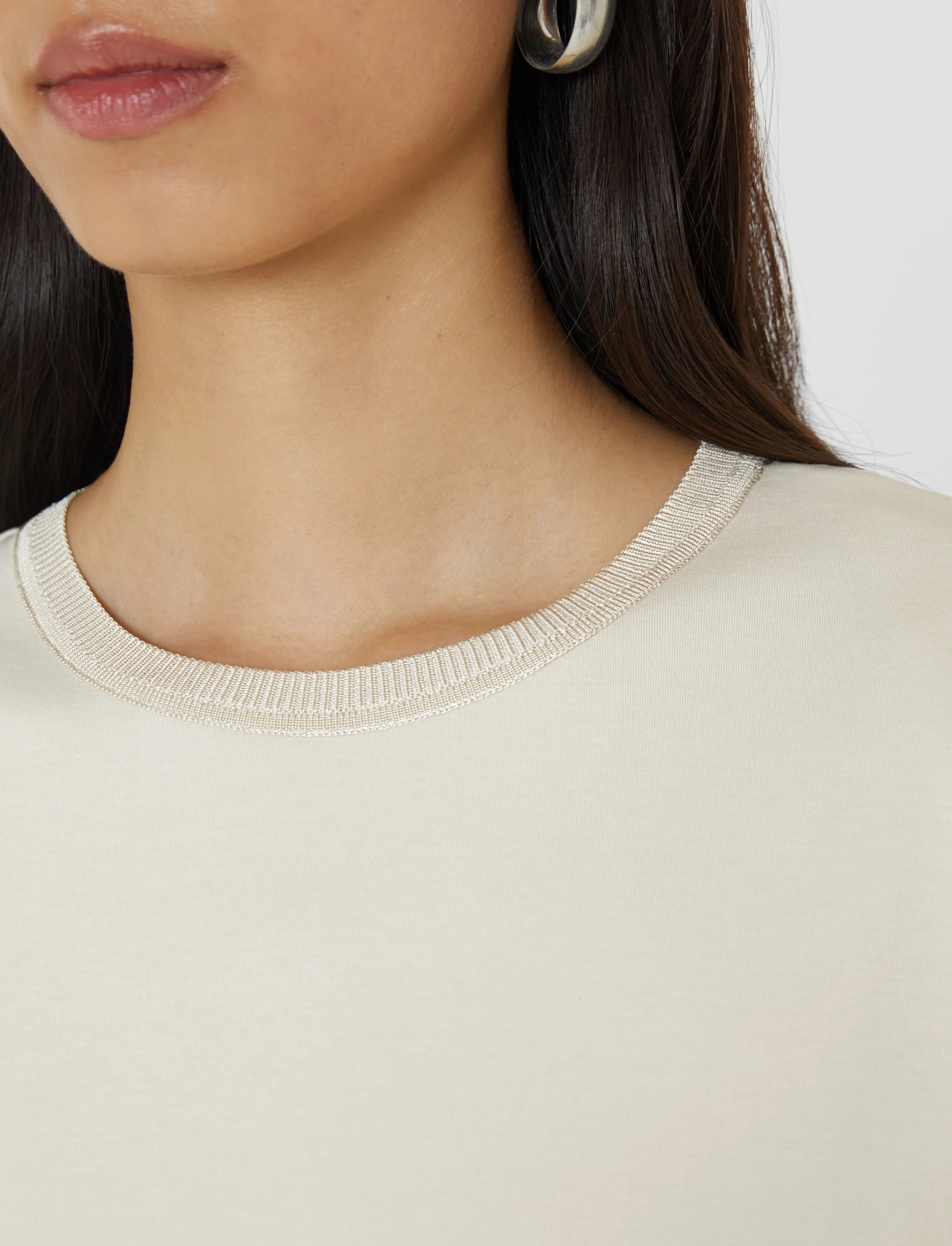 Cotton Poplin Jersey Round Neck T-Shirt - Image 5