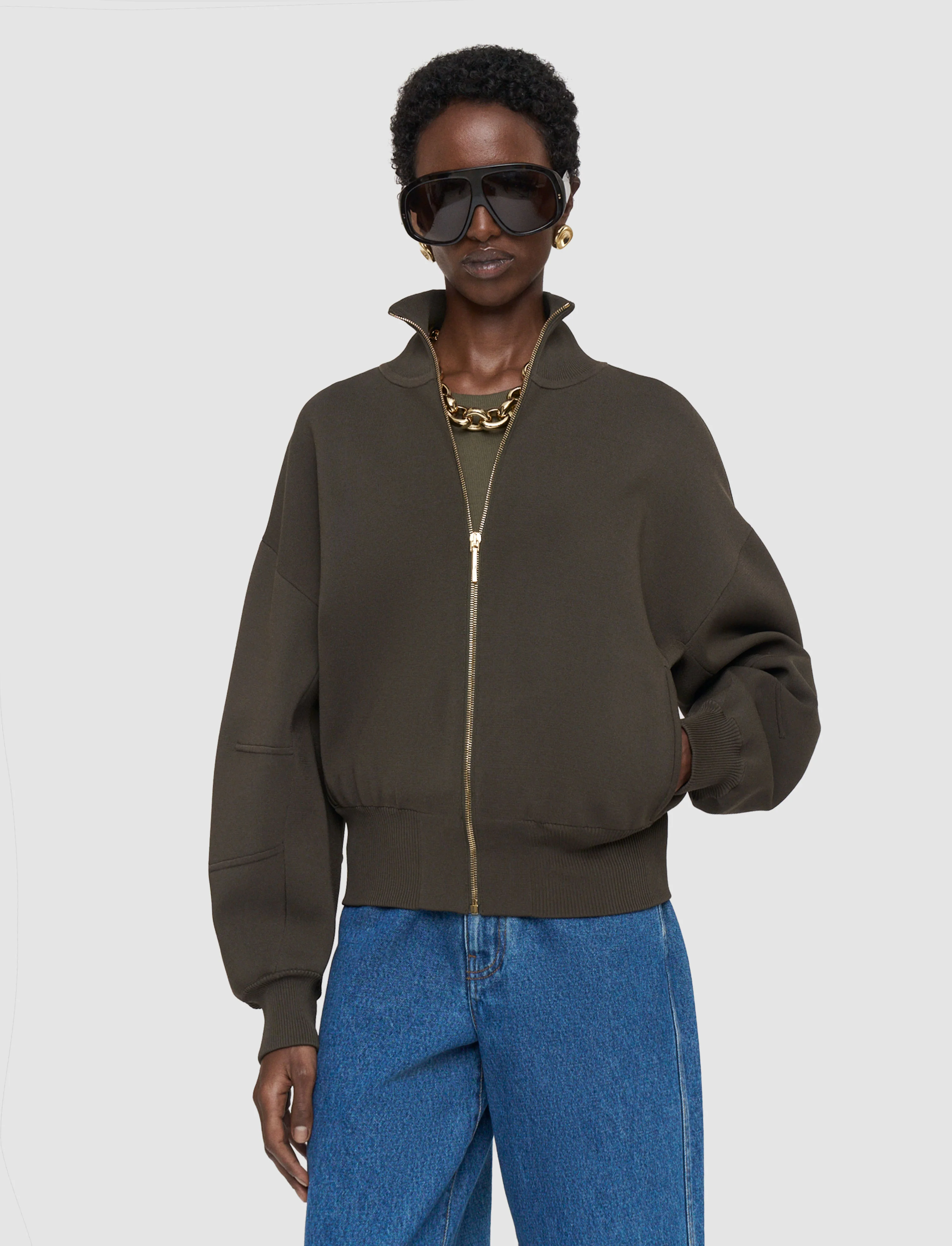 Sable Milano Knit Bomber Jacket - Image 3