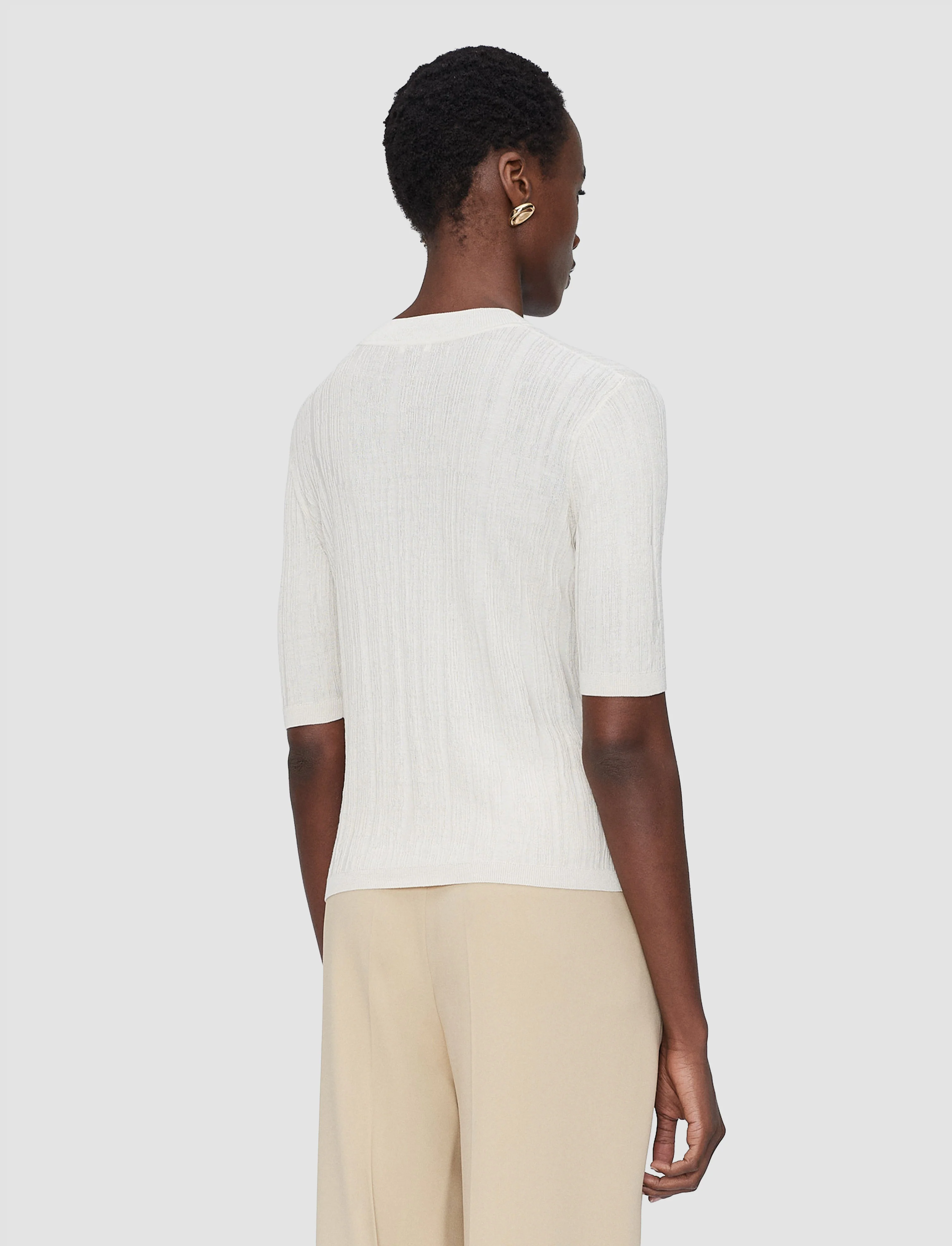 Sens Silk Cotton Rib Short Sleeve Cardigan - Image 3