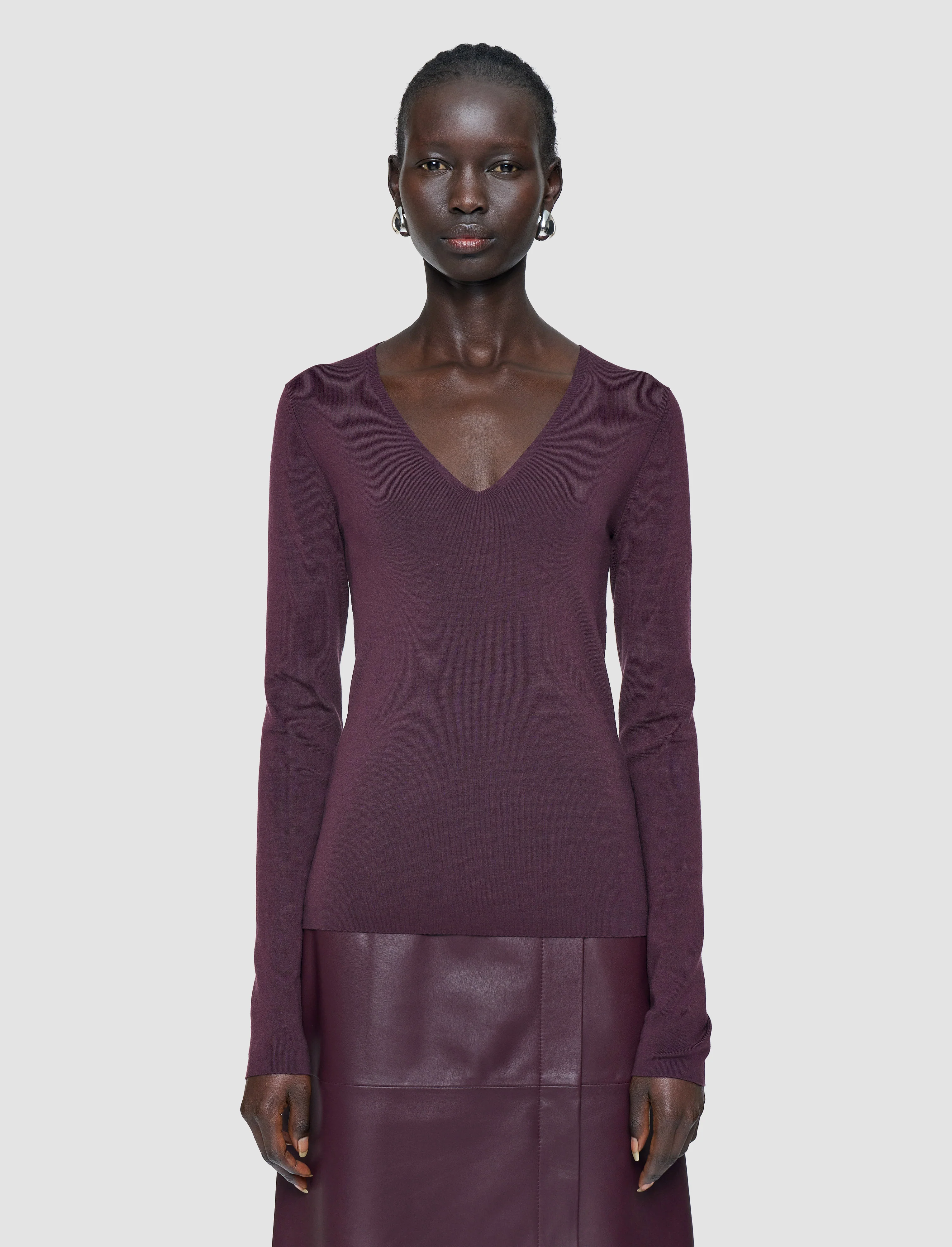 Silk Stretch V Neck Top - Image 3