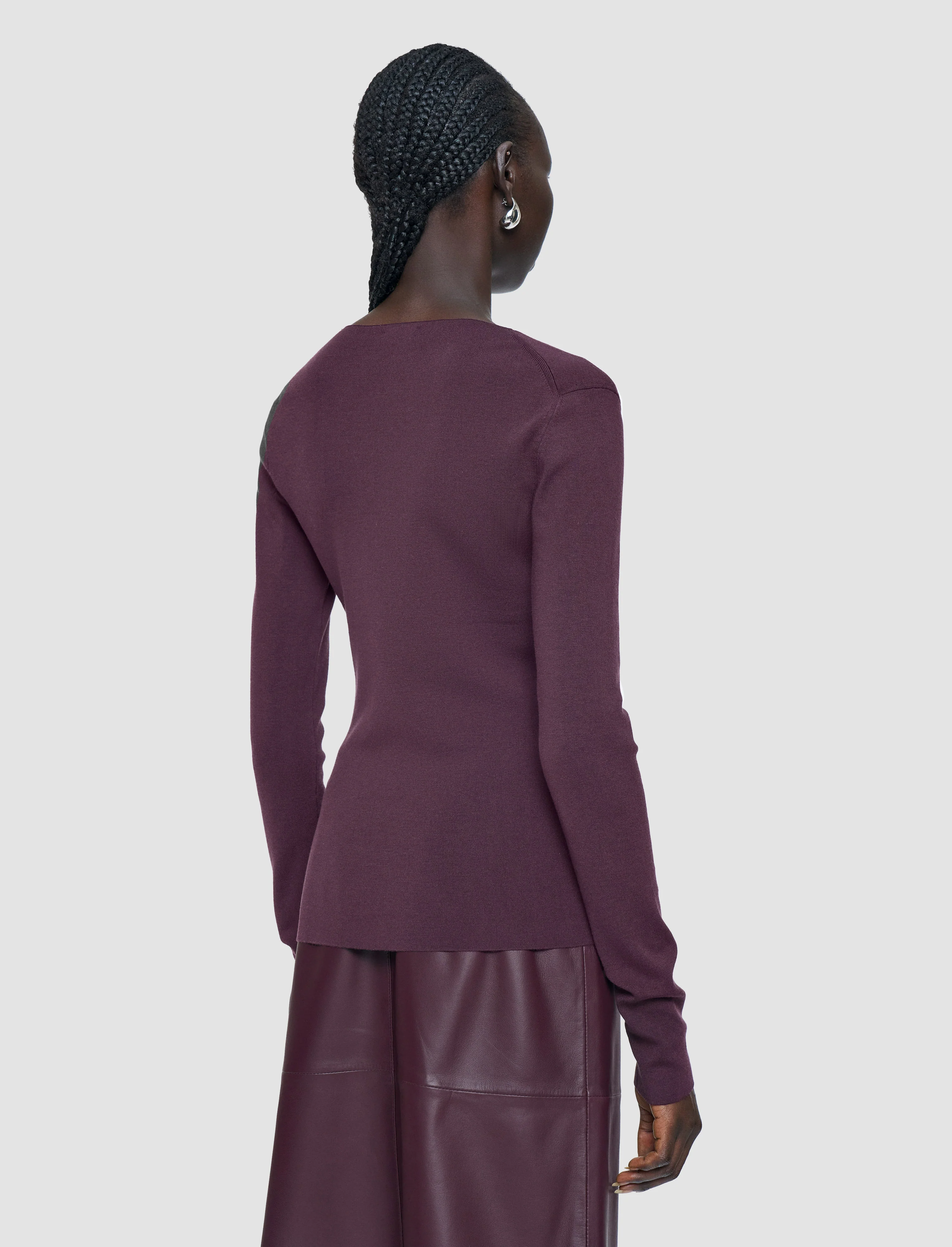 Silk Stretch V Neck Top - Image 4
