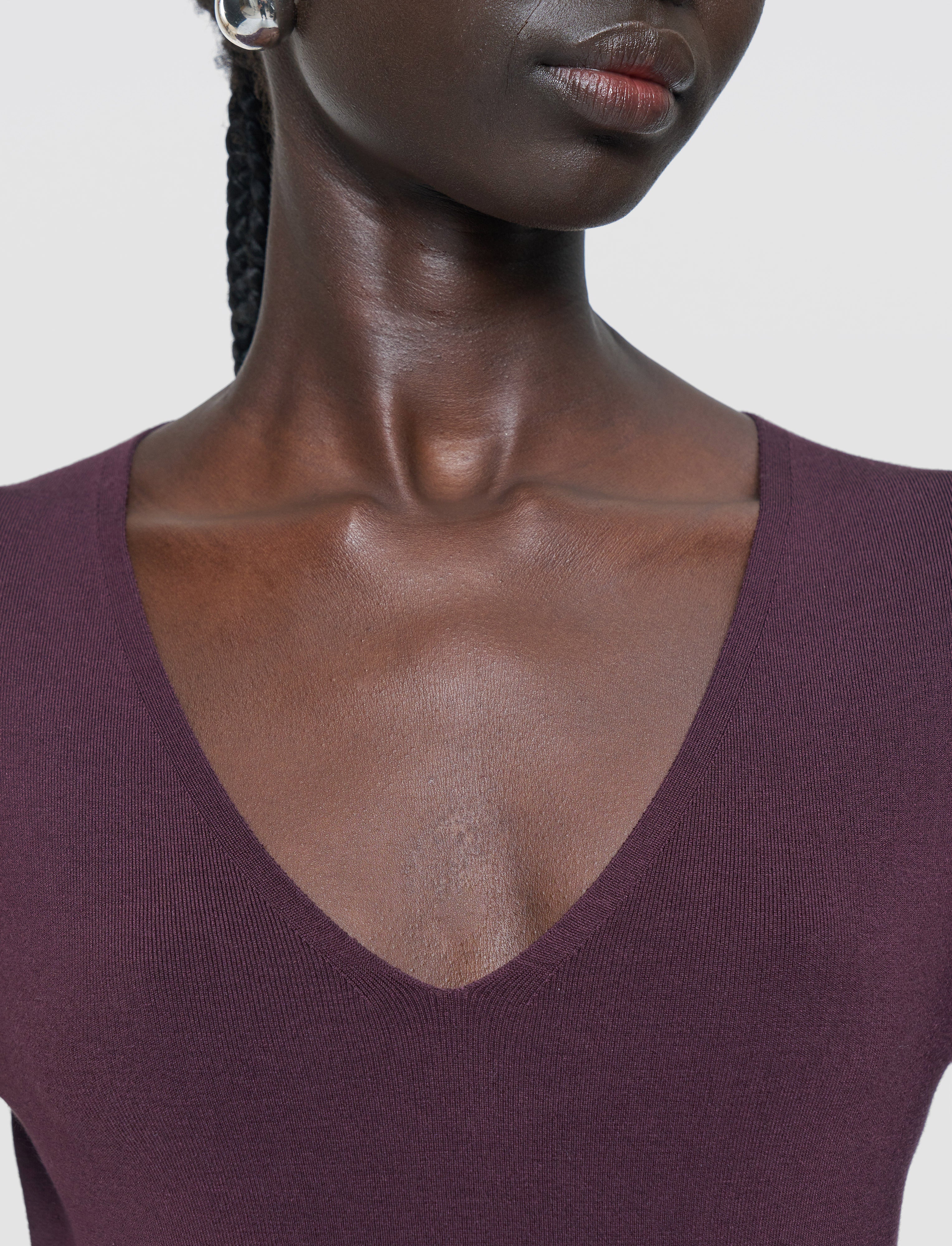 Silk Stretch V Neck Top - Image 5