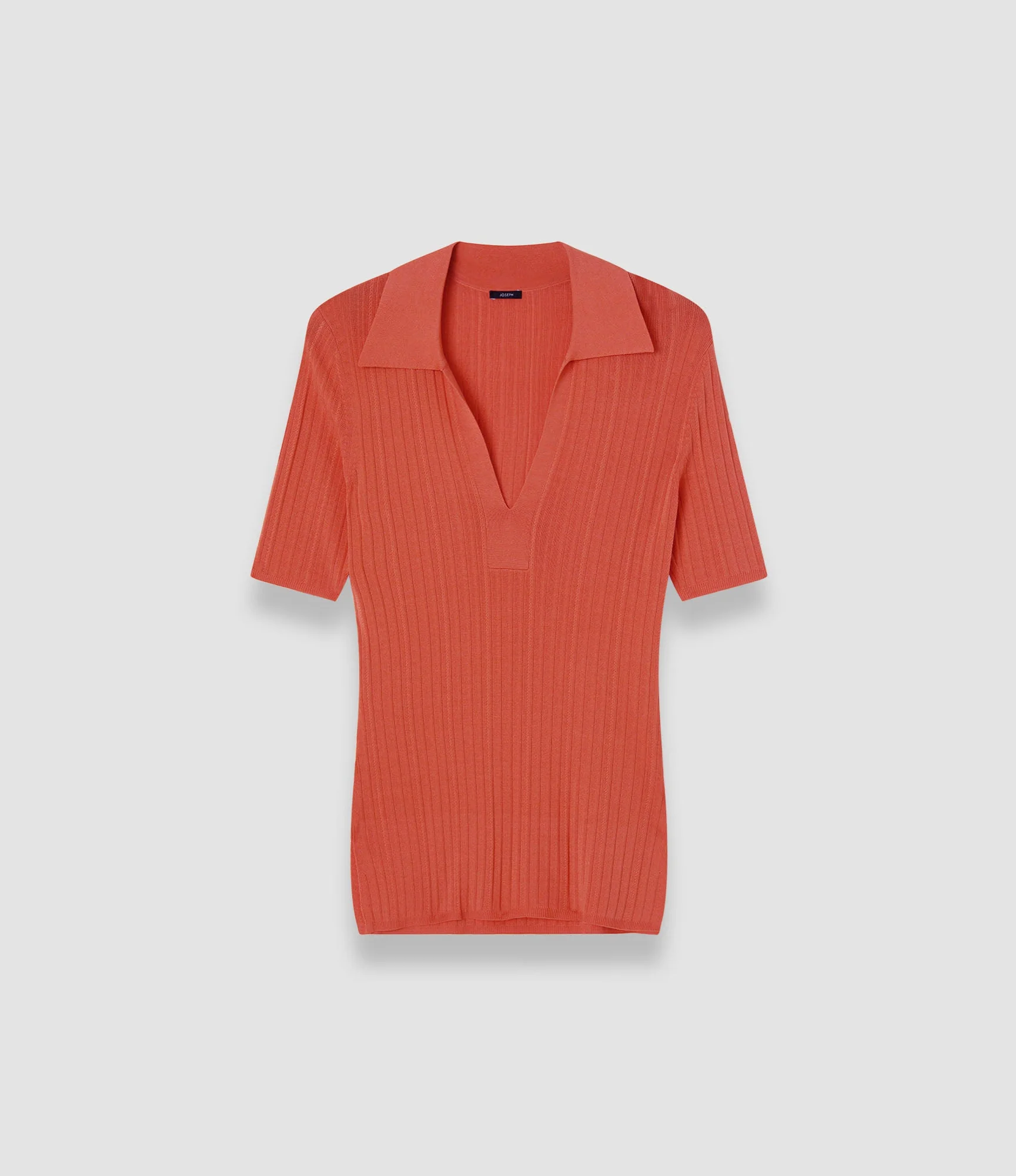 Viscose Rib Knit Polo Top