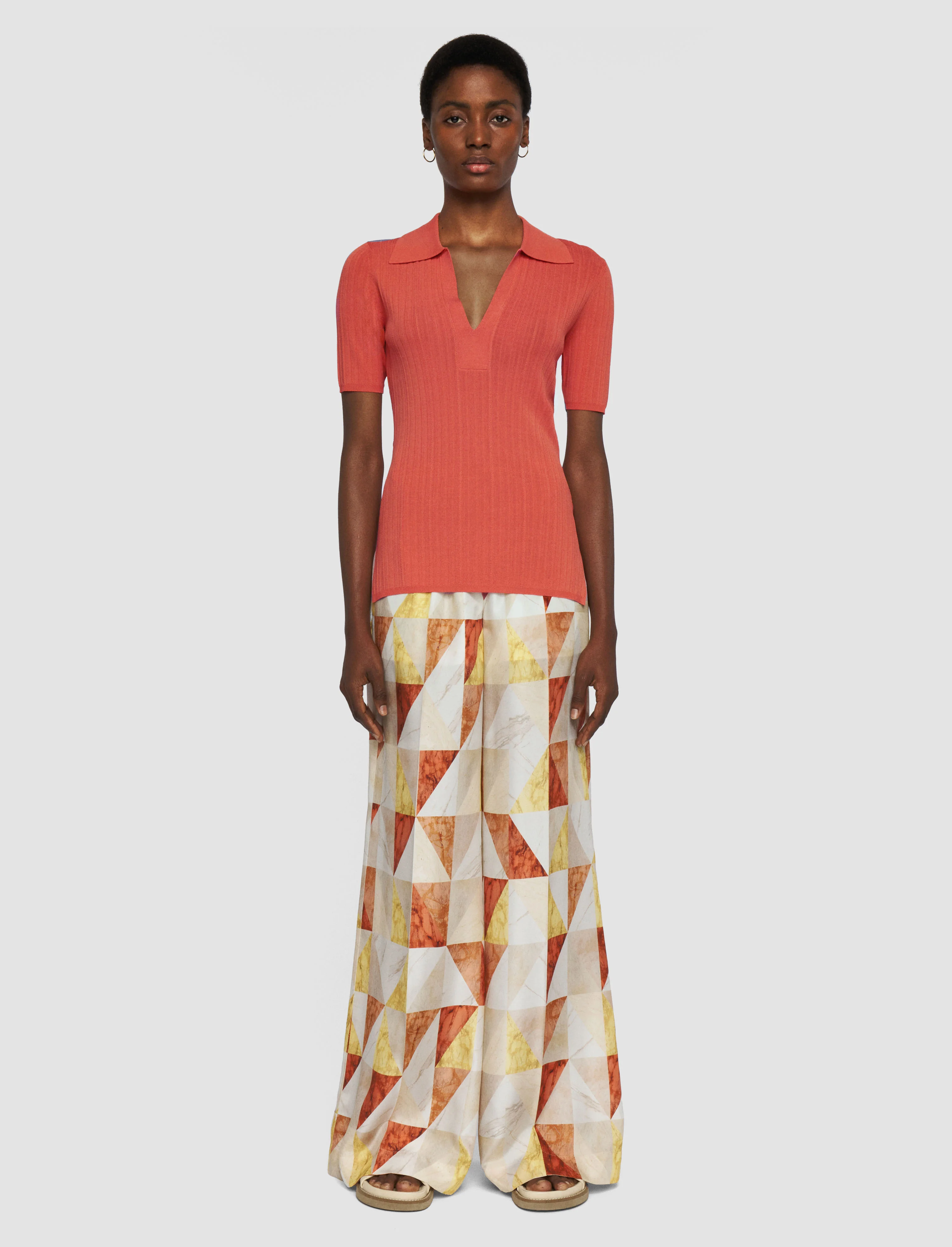 Viscose Rib Knit Polo Top - Image 2