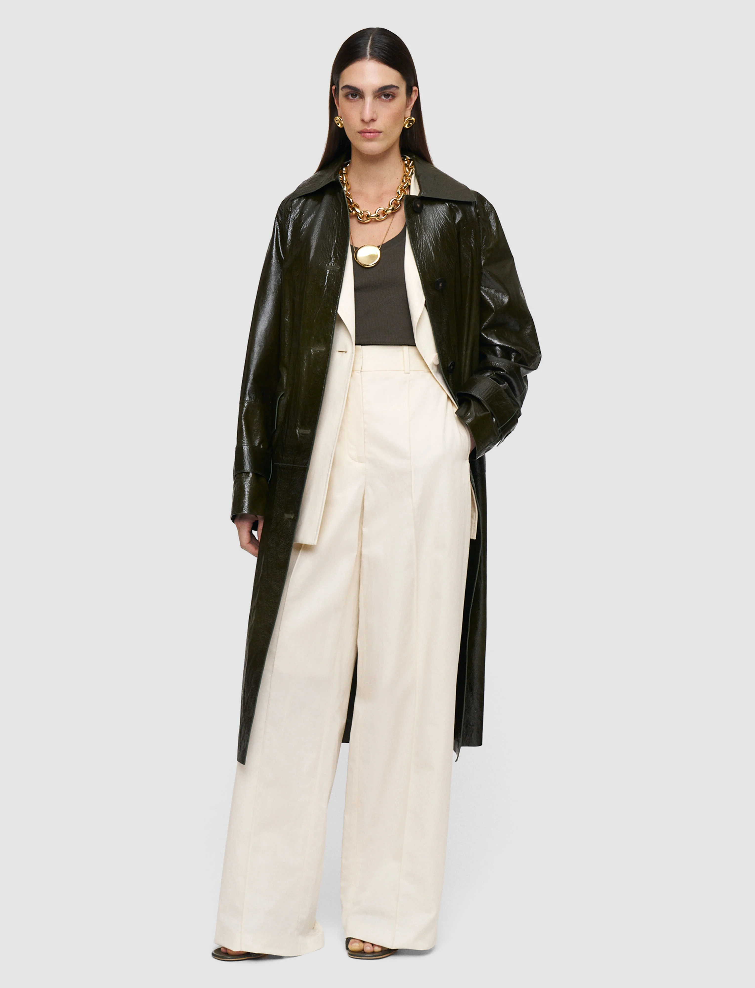 Zahia Textured Patent Leather Coat - Image 2